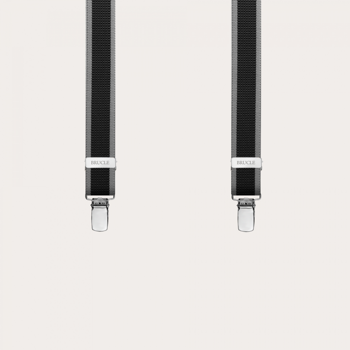 BRUCLE Thin nickel free suspenders with side bands, black and grey
