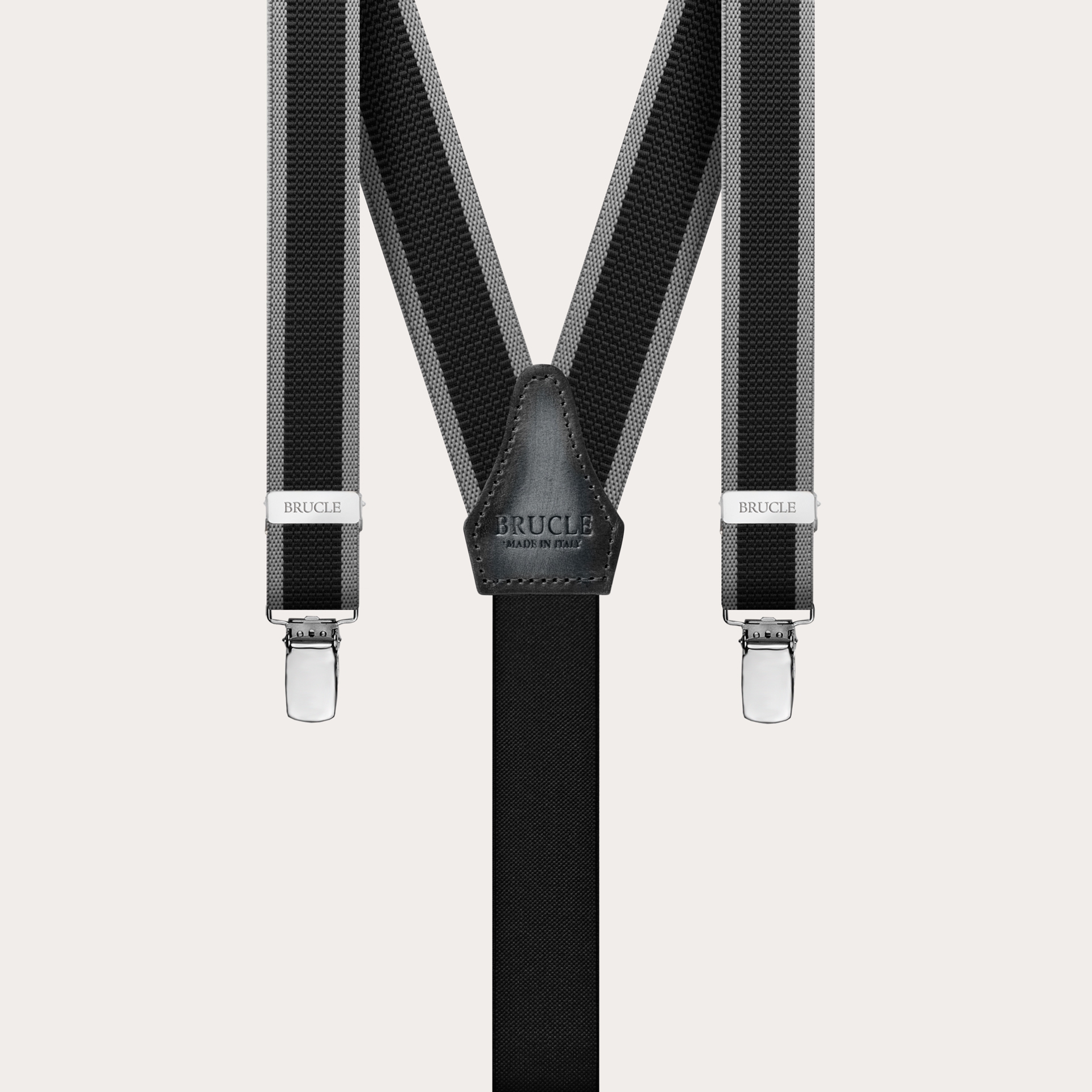 BRUCLE Bretelles fines sans nickel avec bandes latérales, noir et gris