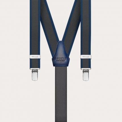 Bretelles fines sans nickel avec bandes latérales, gris et bleu