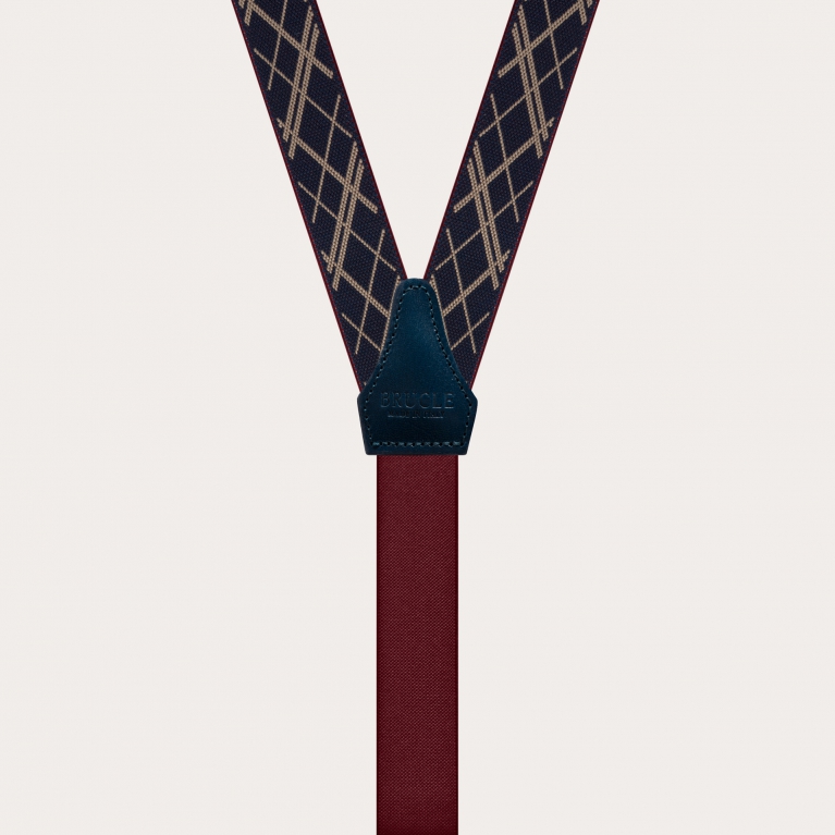 Bretelles fines classiques sans nickel à motif géométrique, bleu marine