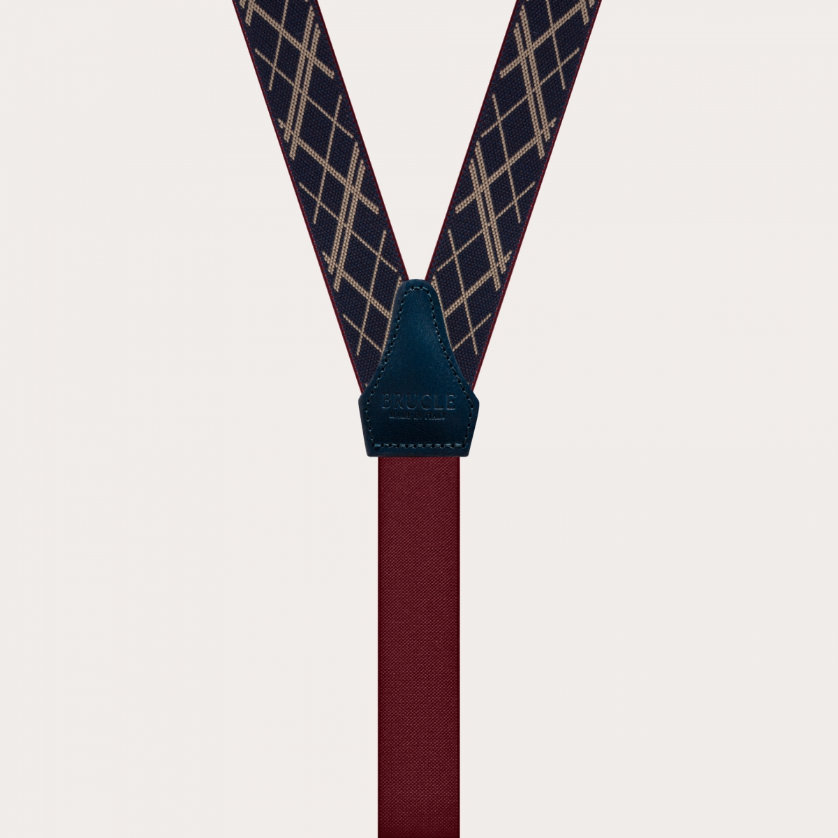BRUCLE Bretelles fines classiques sans nickel à motif géométrique, bleu marine