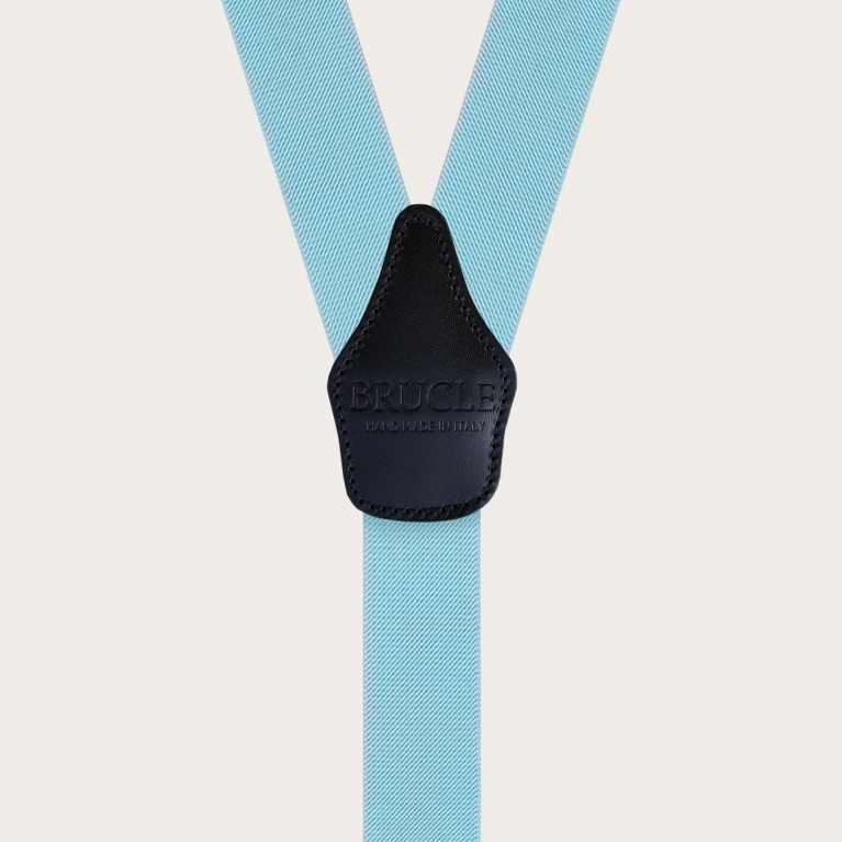 Y-shaped elastic light blue suspenders