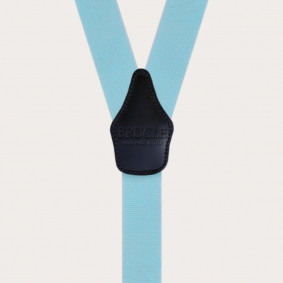 BRUCLE Y-shaped elastic light blue suspenders