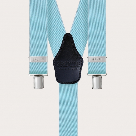 Bretelles larges tartans bleu avec 3 clips