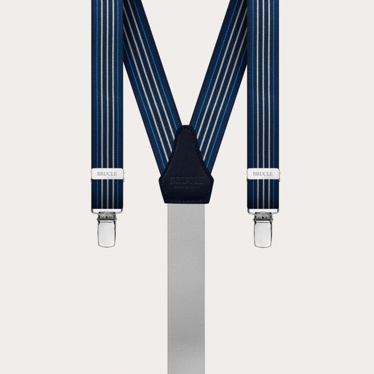 Elegante dünne blaue nickelfreie Hosenträger mit kontrastierenden Linien