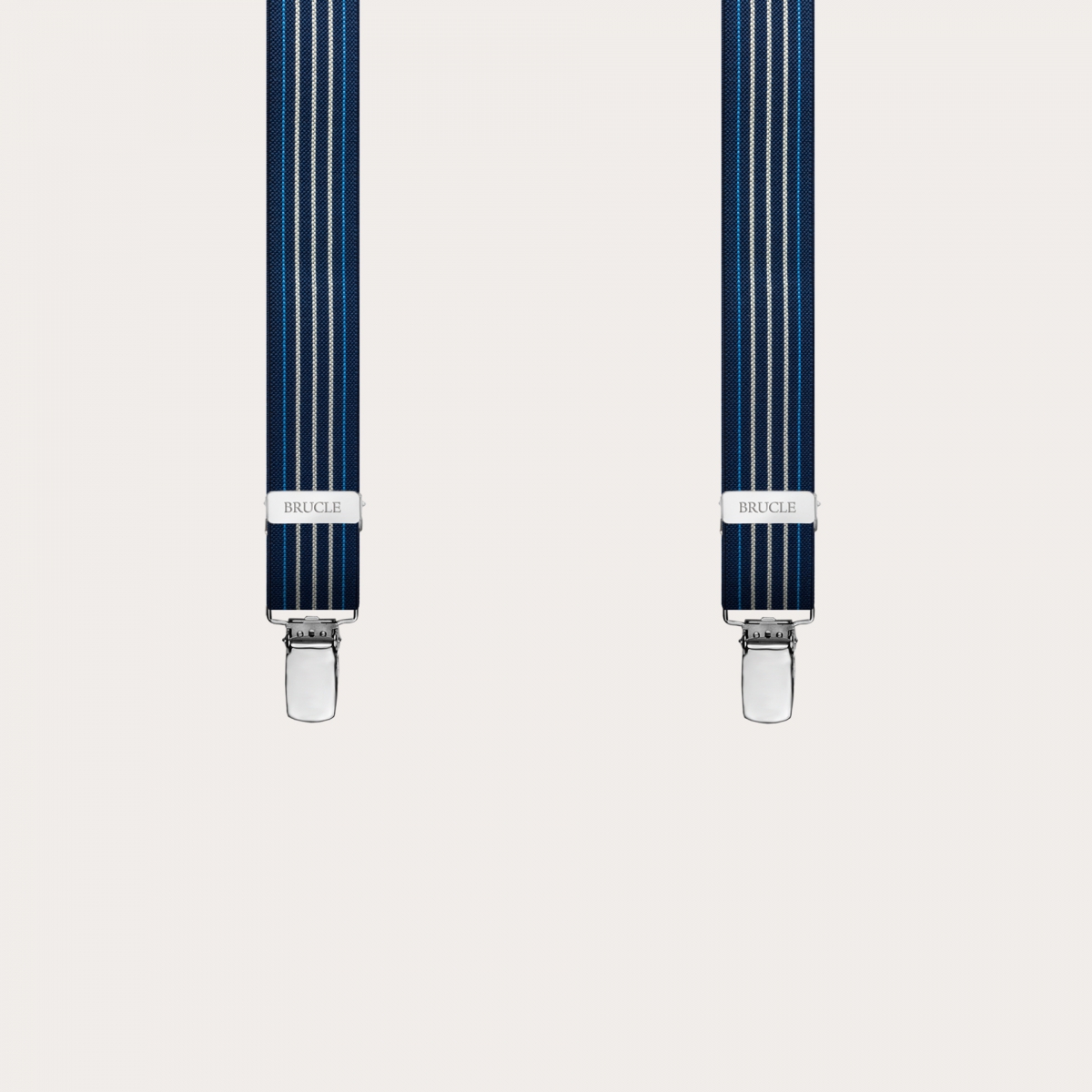 BRUCLE Elegant thin blue nickel free suspenders with contrasting lines