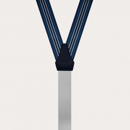 Bretelles élégantes fines bleu sans nickel avec lignes contrastées