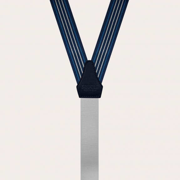 BRUCLE Bretelles élégantes fines bleu sans nickel avec lignes contrastées