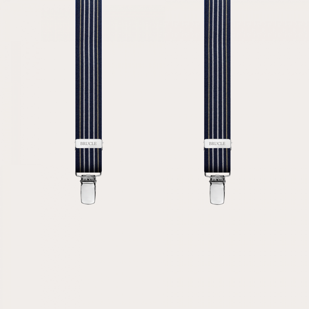 BRUCLE Elégantes bretelles fines bleu marine sans nickel avec lignes contrastées