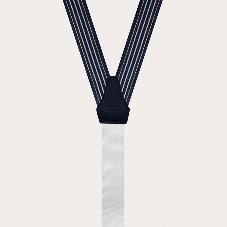 Elégantes bretelles fines bleu marine sans nickel avec lignes contrastées