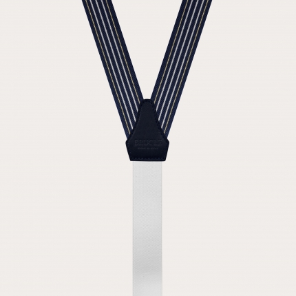 Elégantes bretelles fines bleu marine sans nickel avec lignes contrastées