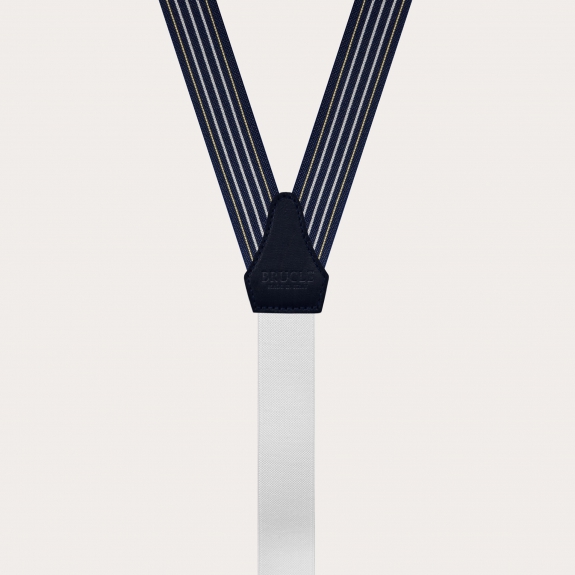 BRUCLE Elégantes bretelles fines bleu marine sans nickel avec lignes contrastées
