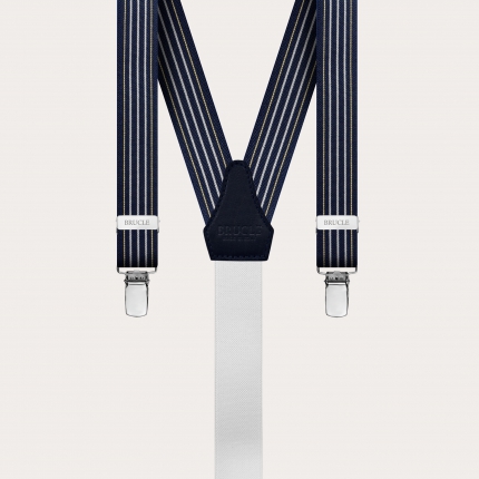 Elegant navy blue nickel free thin suspenders with contrasting lines