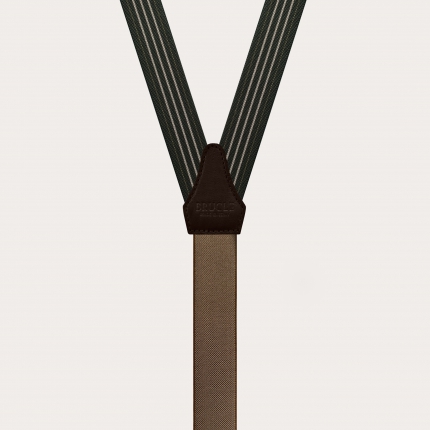 Thin green nickel free suspenders with contrasting lines