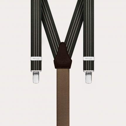 Thin green nickel free suspenders with contrasting lines