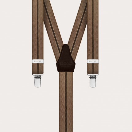 Nickel free narrow suspenders, regimental brown