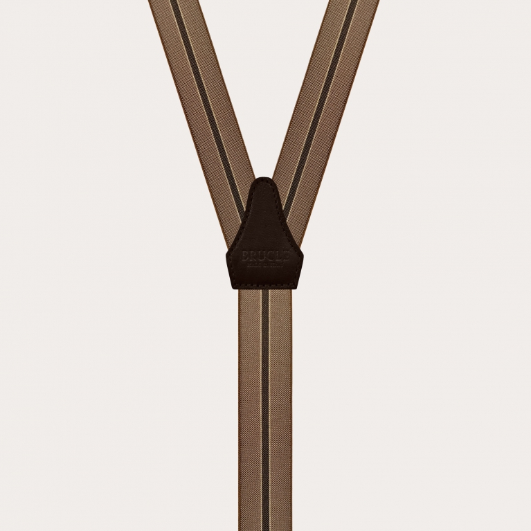 Nickelfreie schmale Hosenträger, Regimentsbraun