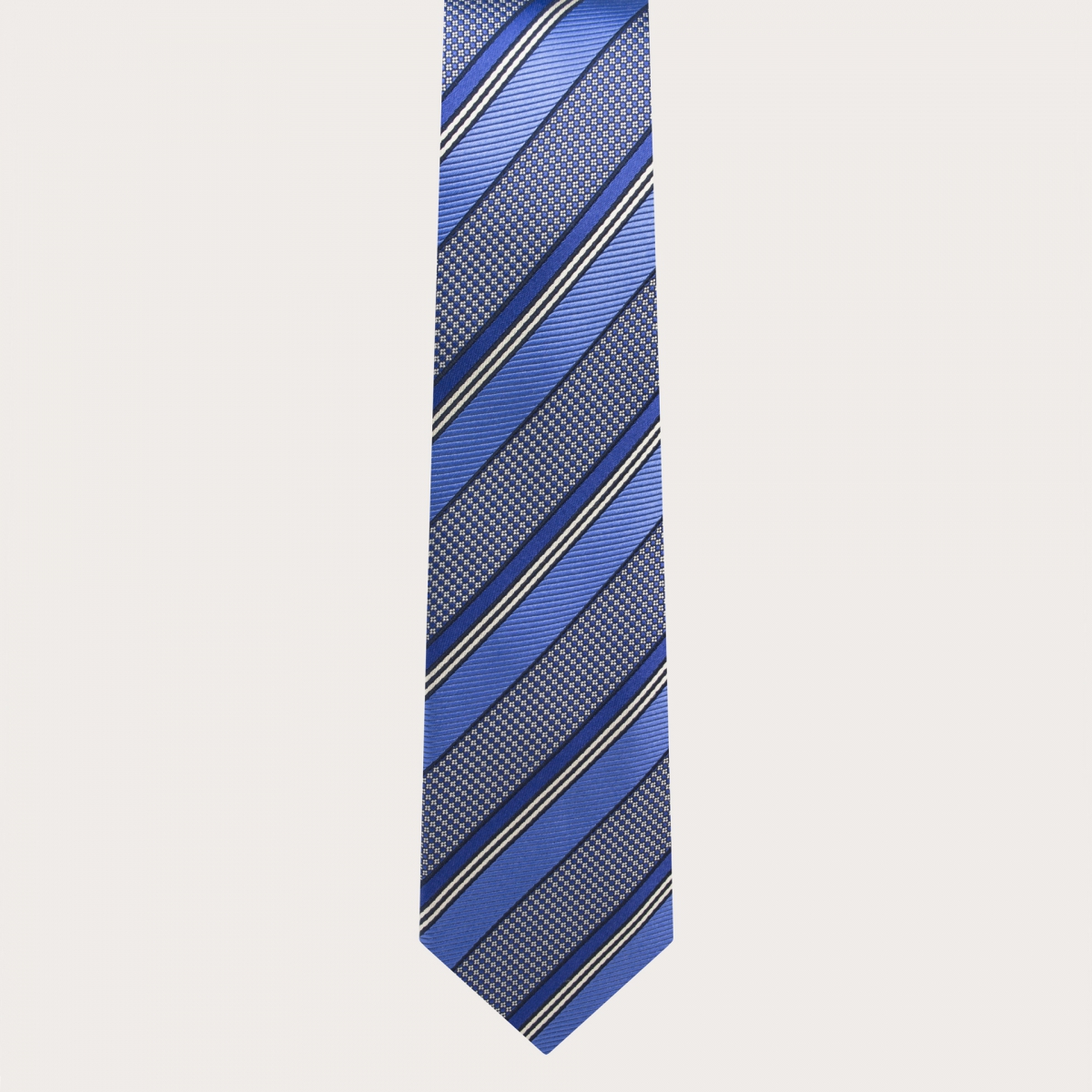 Ceremony tie in jacquard silk with blue regimental pattern