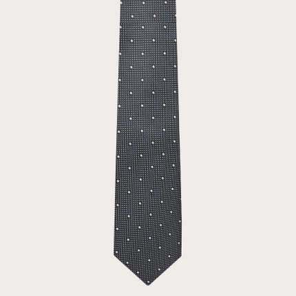 Cravate pour homme en soie à pois gris