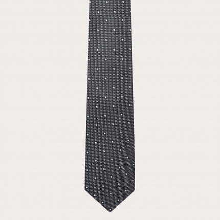 Cravate pour homme en soie à pois gris