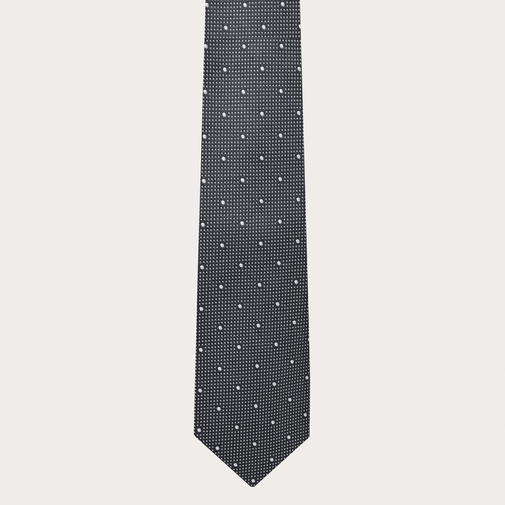 Men's necktie in grey dotted silk