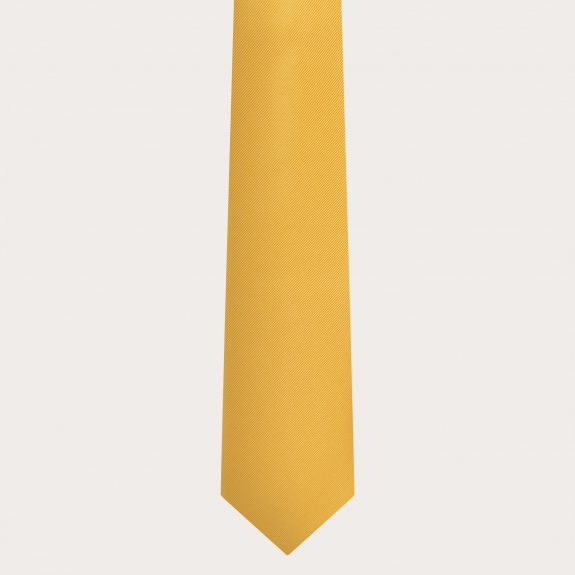 BRUCLE Cravate jaune en soie jacquard
