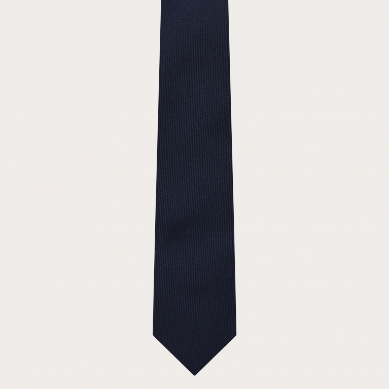 Cravate en soie étroite bleu marine pour homme