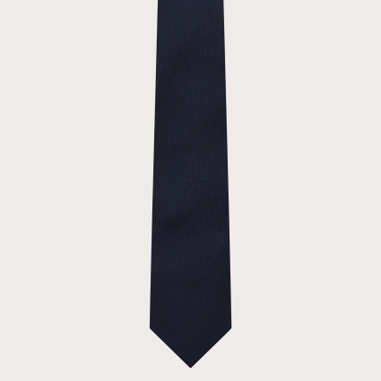 Men's narrow navy blue silk necktie