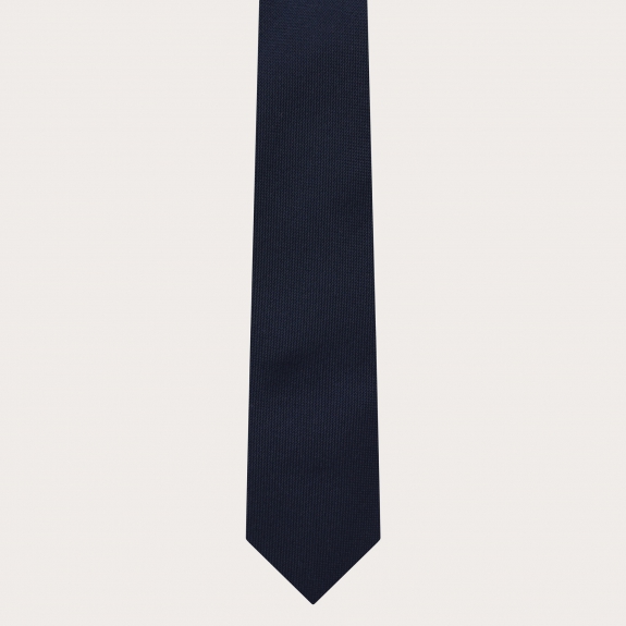 Cravatta sottile da uomo blu navy in seta
