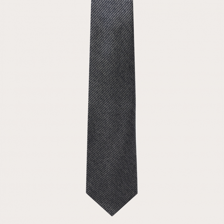 Cravatta uomo in seta jacquard melange nera e argento