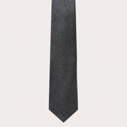 Cravate pour homme en jacquard de soie chiné noir et argent