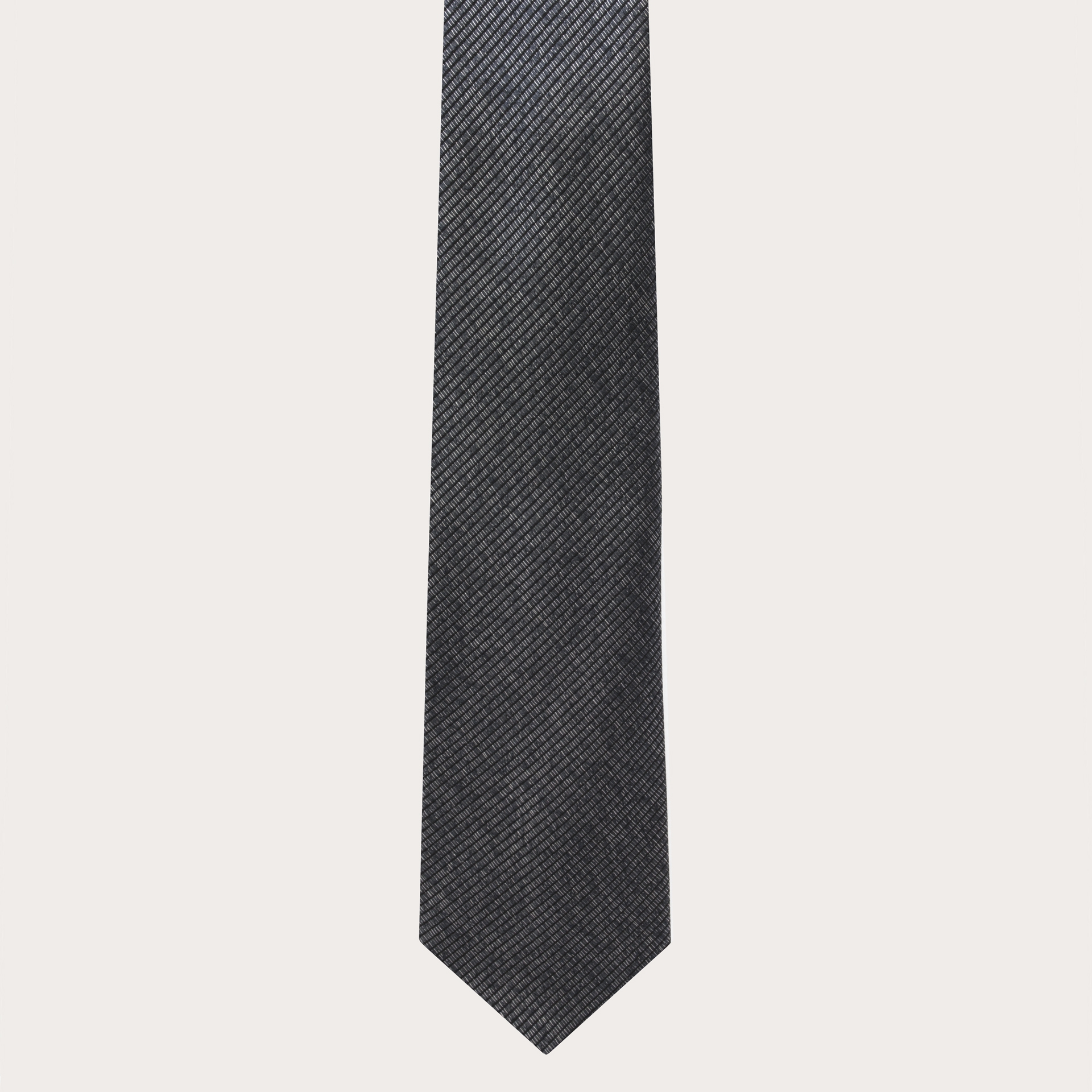BRUCLE Cravatta uomo in seta jacquard melange nera e argento