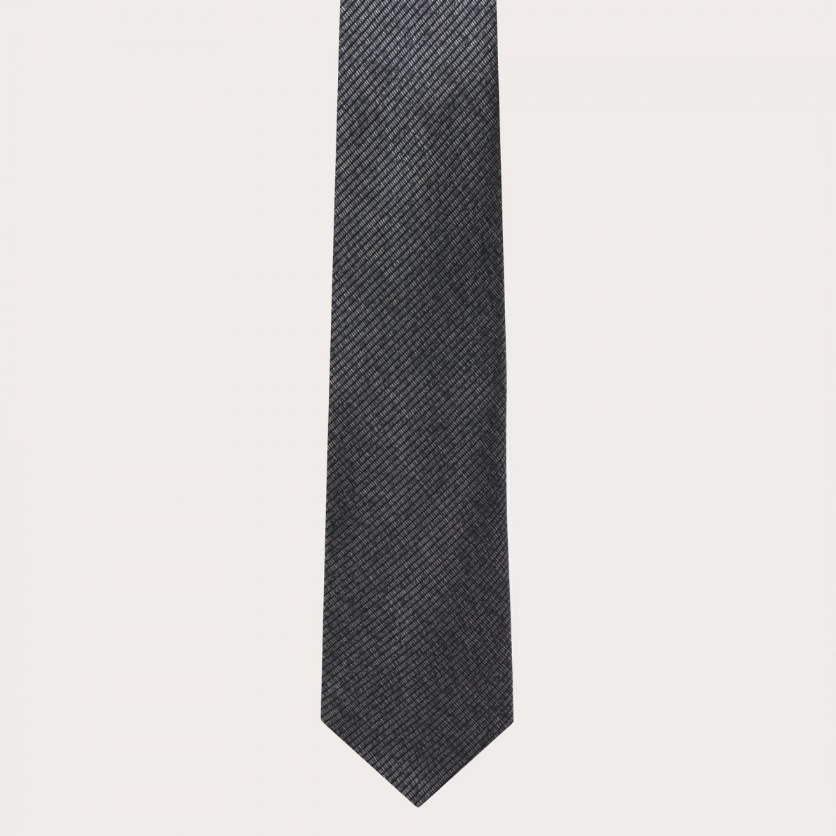 BRUCLE Men's necktie in black and silver melange jacquard silk