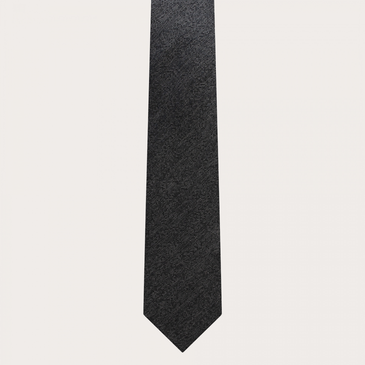 BRUCLE Cravate étroite pour homme en soie jacquard gris foncé chiné