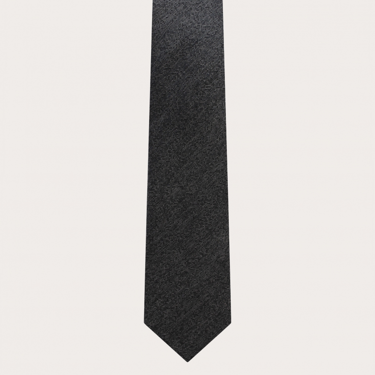 Cravatta uomo in seta jacquard melange grigio scuro
