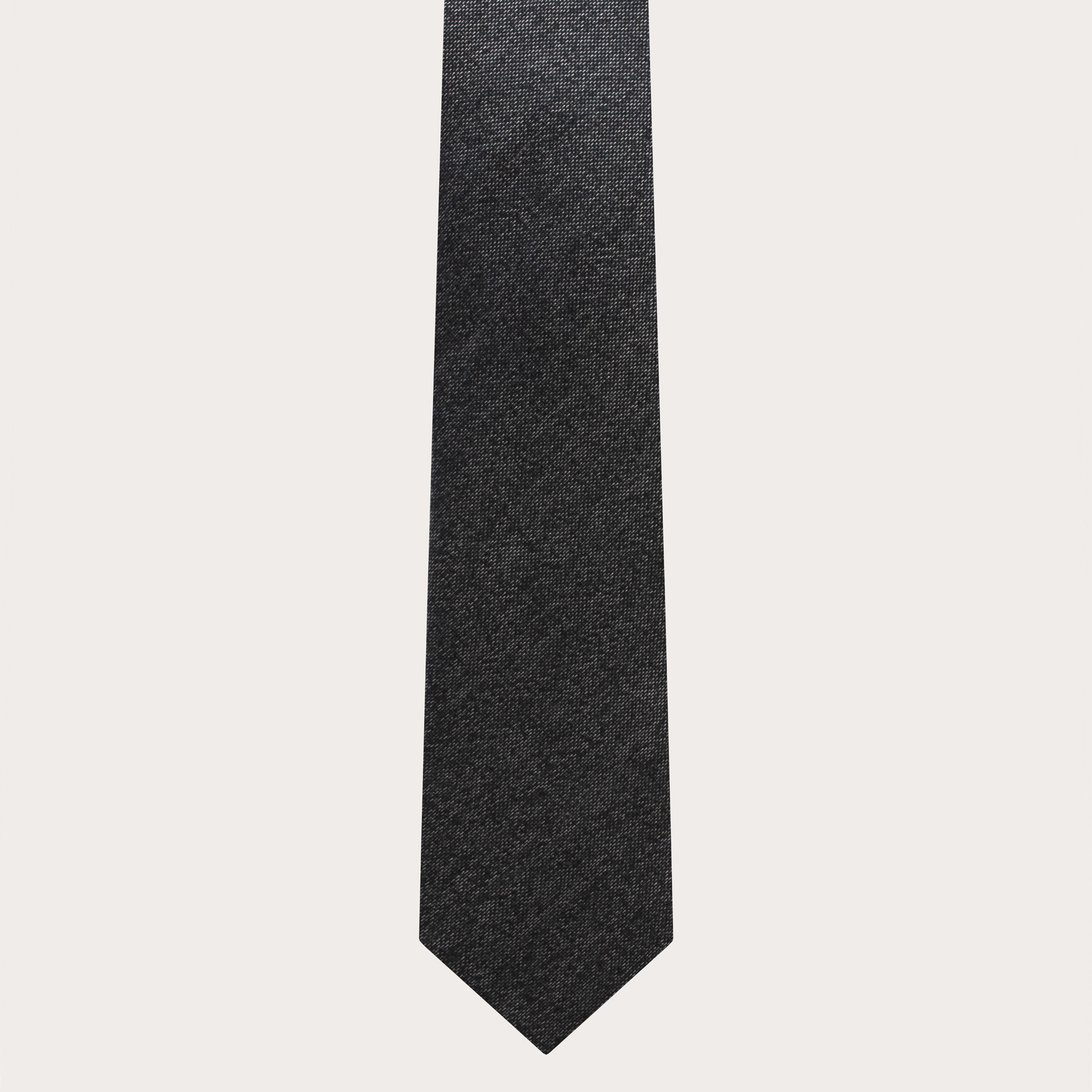 BRUCLE Cravate étroite pour homme en soie jacquard gris foncé chiné