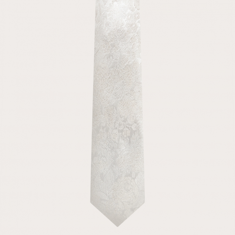 Wedding tie in refined white jacquard silk