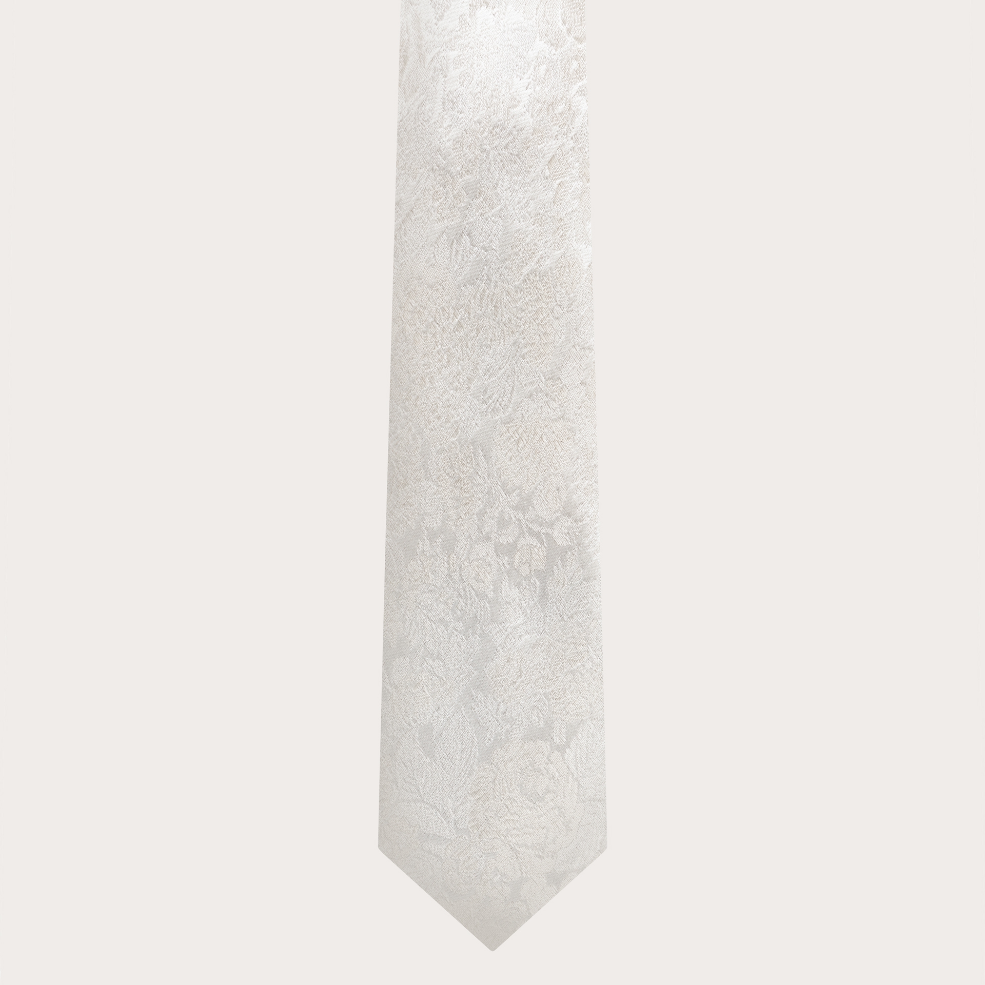 BRUCLE Cravatta matrimonio in raffinata seta jacquard bianca