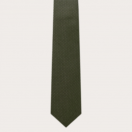 Elegant dotted pattern green silk necktie