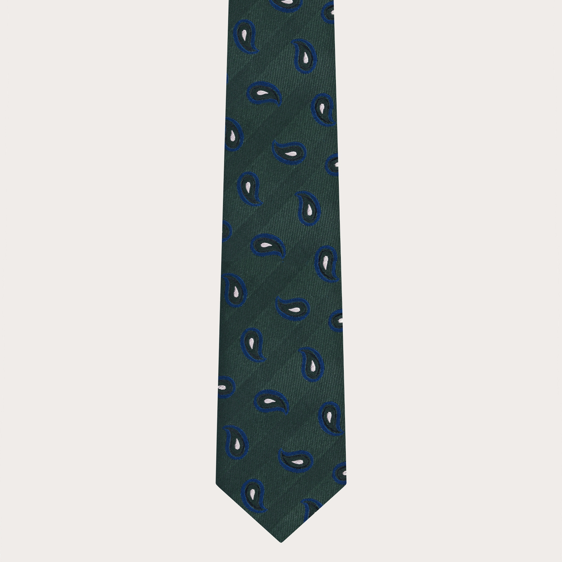 BRUCLE Green men's tie with blue paisley pattern