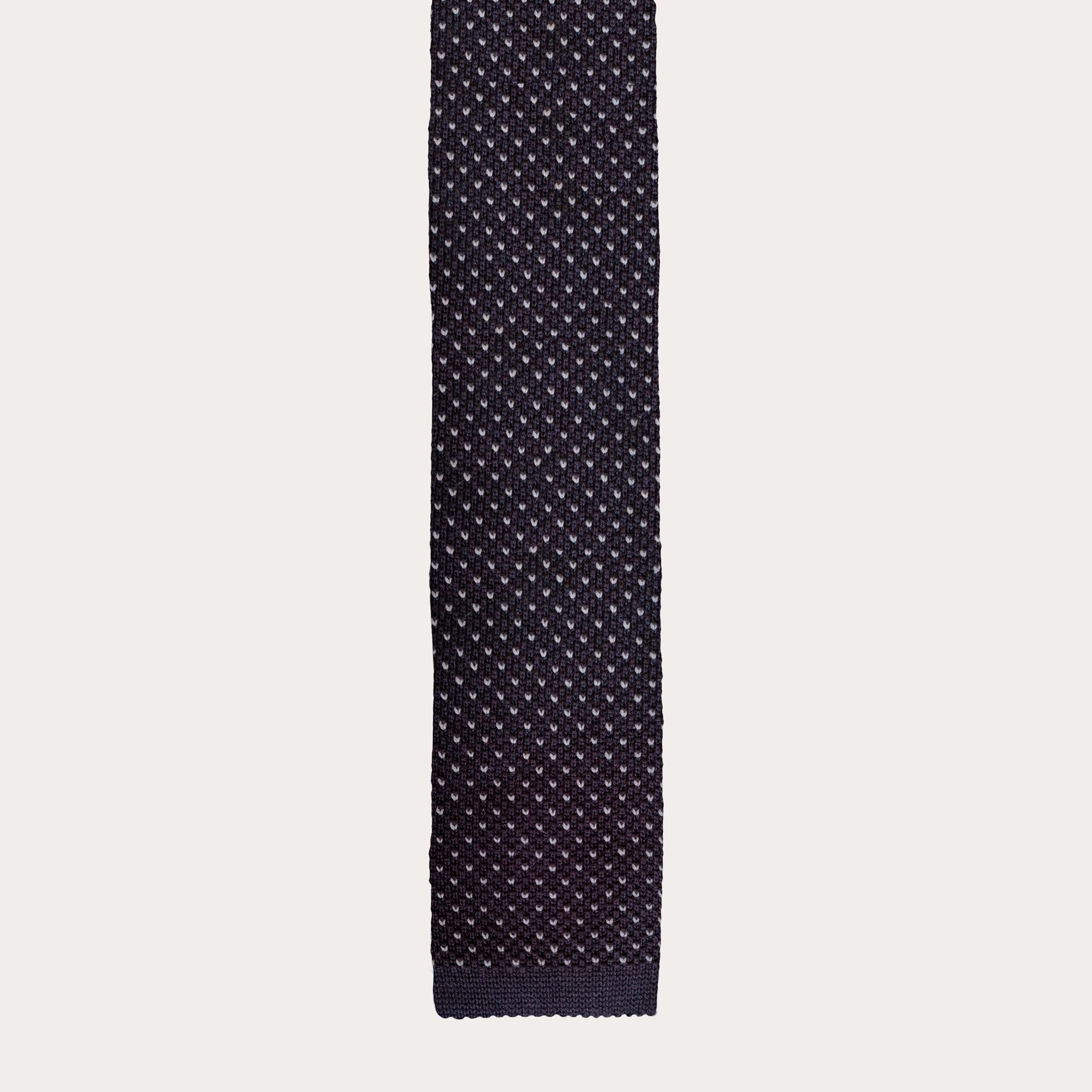 Navy blue silk tricot tie with dotted pattern
