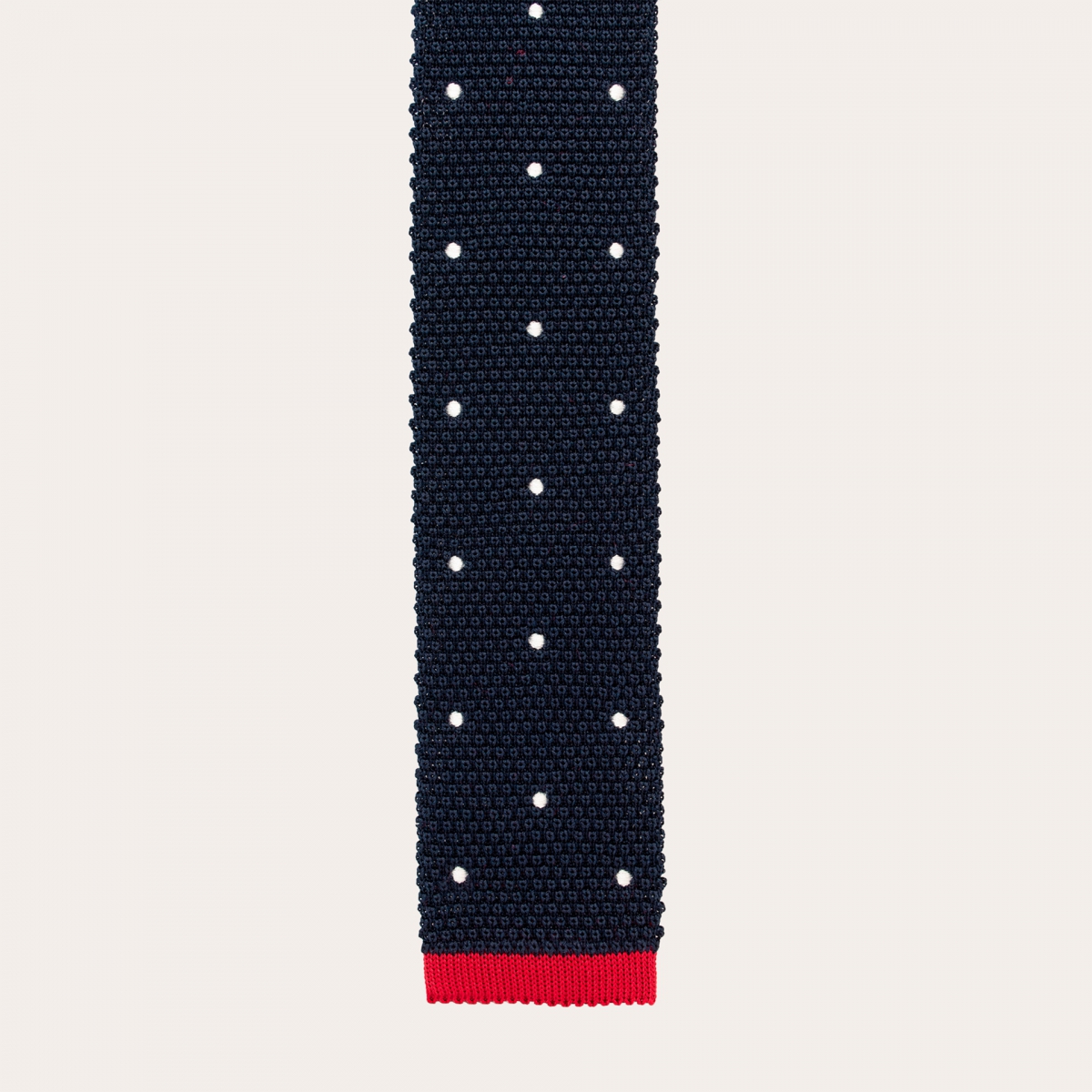 Marineblaue Krawatte aus Seidentrikot mit Punktmuster