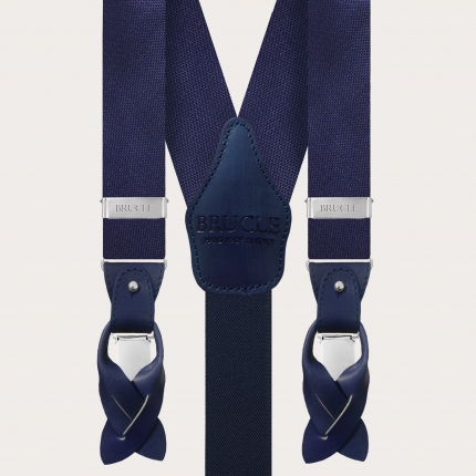 Men's suspenders in jacquard silk, melange blue