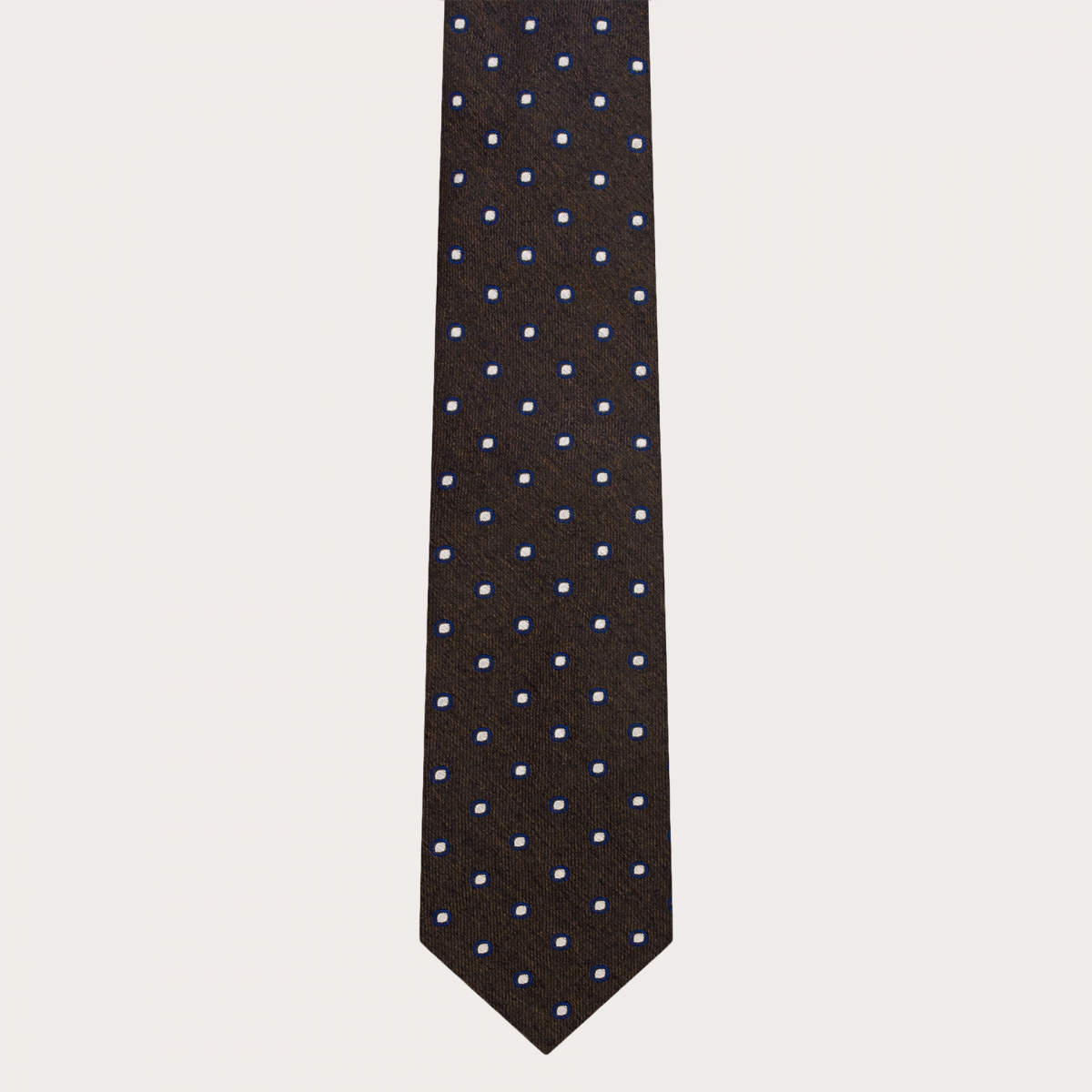 Cravate en soie jacquard, marron à pois
