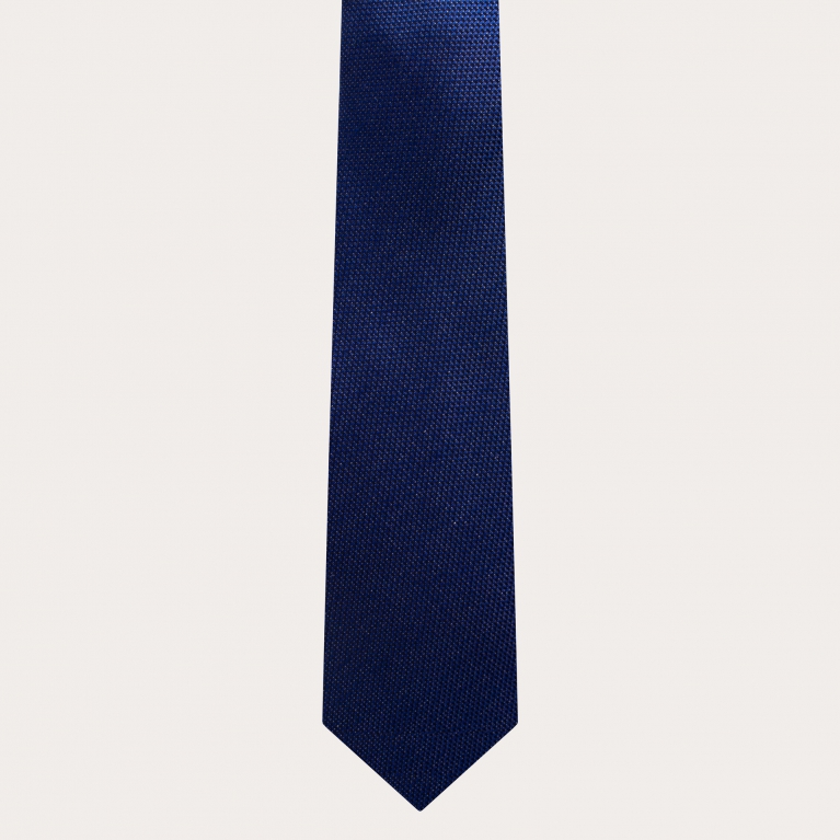 Men's tie in blue melange jacquard silk