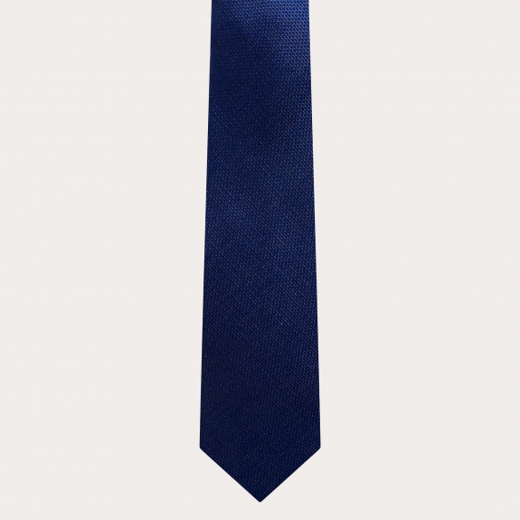 Cravatta uomo in seta jacquard blu melange