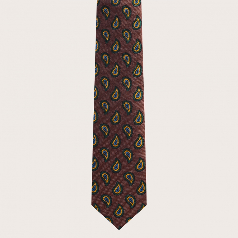 Silk and cotton tie, paisley pattern