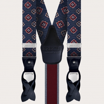 Jeansmuster mit geometrischen Blumen Hosenträger aus Seide und Baumwolle