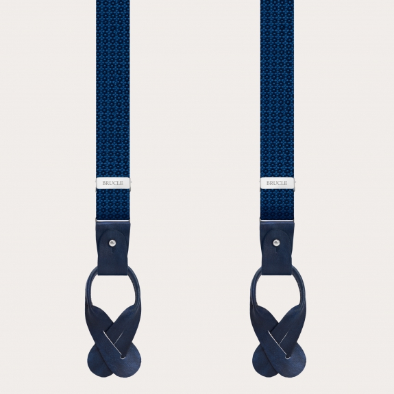 Tirantes de hombre en seda jacquard, azul jaspeado