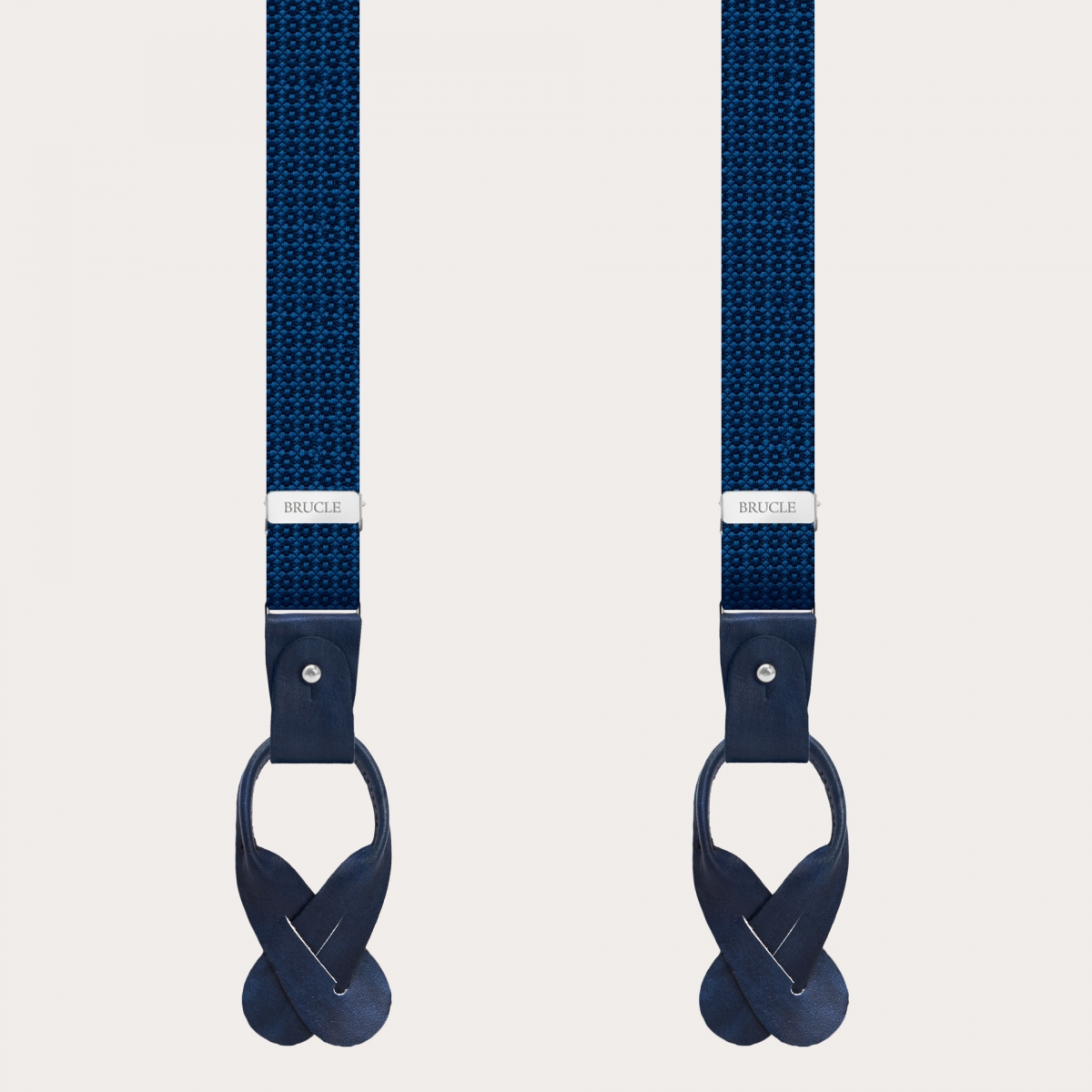 Herren-Hosenträger schmale aus Jacquard-Seide, Blumenmuster blau